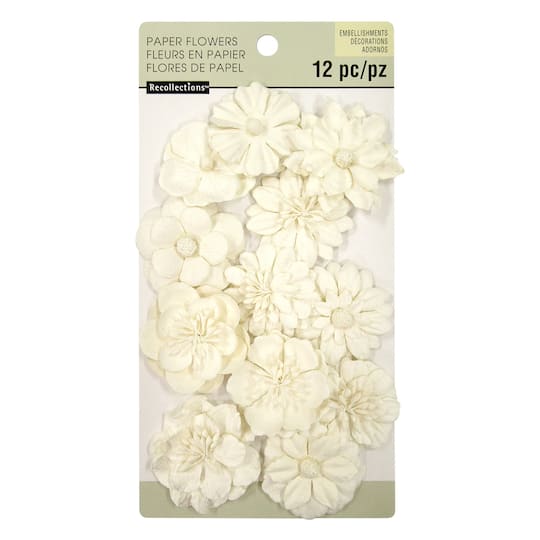 Assorted White Paper Flower Embellishments By Recollections™